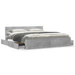 vidaXL Cadre de lit avec tête de lit sans matelas gris béton 180x200cm
