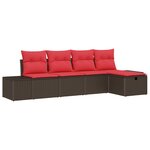 vidaXL Ensemble de canapé de jardin 5 Pièces Marron 55 x 62 x 69 cm