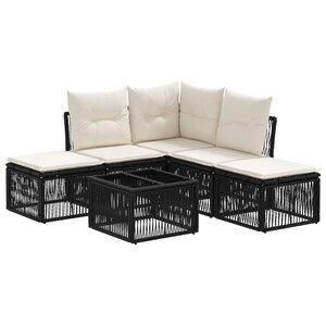 vidaXL Ensemble de canapé de jardin 6 Pièces Noir polyrotin