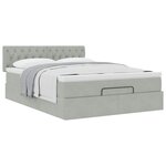vidaXL Cadre de lit ottoman et matelas gris clair 140x190 velours