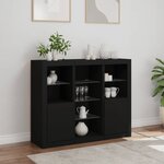 vidaXL Buffets avec lumières LED 3 Pièces noir bois d'ingénierie