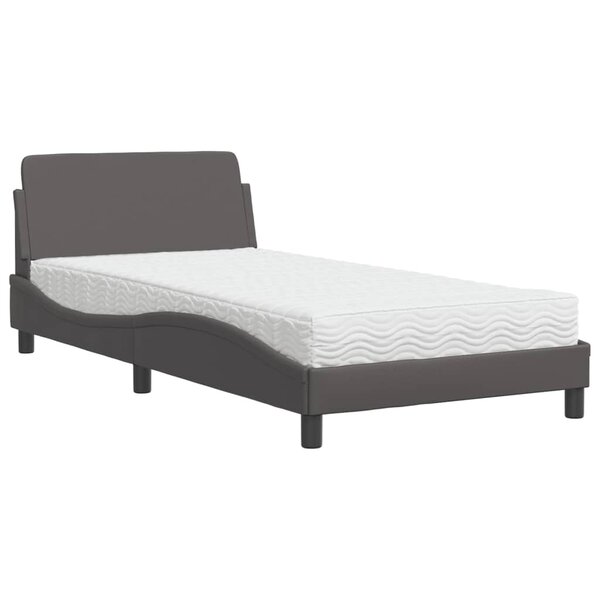 vidaXL Lit avec matelas gris 100x200 cm similicuir