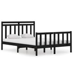 vidaXL Cadre de lit Noir Bois de pin massif 140x190 cm