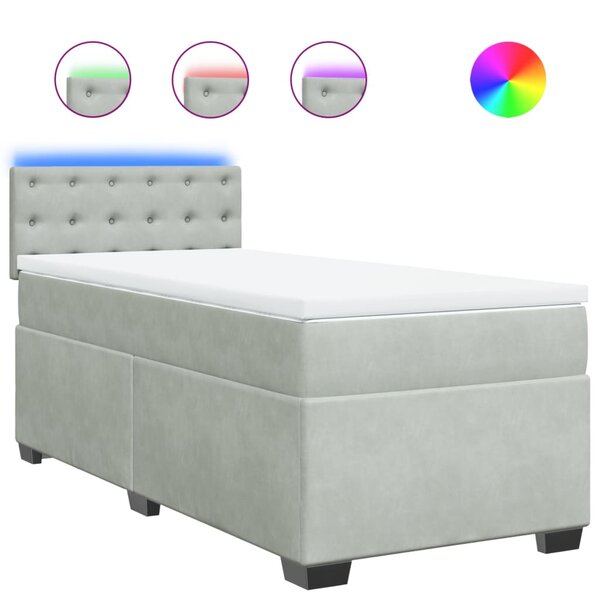 vidaXL Sommier à lattes de lit et matelas Gris clair 90x190 cm Velours