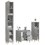 vidaXL Ensemble d'armoires de salle de bain 3 Pièces gris béton