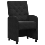 vidaXL Chaises de Salle à Manger avec Roues 2 Pièces Noir 58 x 67 x 97 cm
