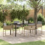 Ensemble de Salle à Manger de Jardin 5 Pièces avec Coussins en Rotin Poly Beige