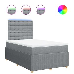 vidaXL Sommier à lattes de lit et matelas gris clair 120x190 cm tissu