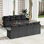vidaXL Ensemble de canapé de jardin Manuel 7 Pièces Noir 55 x 55 x 37 cm