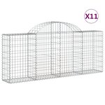 vidaXL Paniers à gabions arqués 11 Pièces 200x30x80/100 cm Fer galvanisé