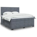 vidaXL Sommier à lattes de lit et matelas Gris foncé 180x200cm Velours
