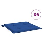 vidaXL Coussins de chaise de jardin lot de 6 bleu royal 40x40x4 cm