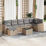 vidaXL Salon de jardin avec coussins 8 Pièces beige résine tressée
