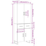 vidaXL Buffet haut Gris béton 69 5x34x180 cm Bois d'ingénierie