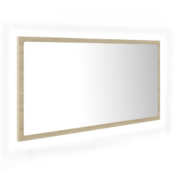 Miroir led de salle de bain 90 x 8 5 x 37 cm acrylique chêne 02_0006964