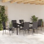 vidaXL Ensemble de repas de jardin 7 pièces Marron en Rotin Poly