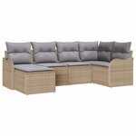 vidaXL Ensemble de canapé de jardin 6 Pièces Beige Poly rotin