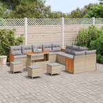 vidaXL Ensemble de canapé de jardin 14 Pièces Beige et Gris clair