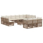 vidaXL Ensemble de canapé de jardin 14 Pièces Beige polyrotin