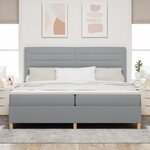 vidaXL Lit box spring avec matelas et lumière LED Gris clair 200x200 cm Tissu