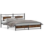 vidaXL Cadre de lit en métal sans matelas chêne fumé 183x213 cm