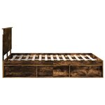 vidaXL Cadre de lit avec tiroir Chêne fumé 150 x 200 cm Pin massif