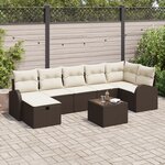 vidaXL Ensemble de Canapé de Jardin 8 Pièces avec Coussins Marron Rattan Poly