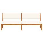 vidaXL Chaise longue 3-en-1 avec coussins crème en bois massif d'acacia