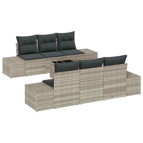vidaXL Ensemble de canapé de jardin 7 Pièces Gris clair  Gris foncé