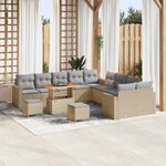 vidaXL Ensemble de canapé de jardin 13 Pièces Beige polyrotin