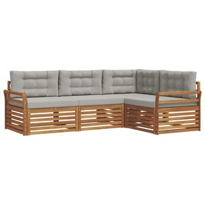vidaXL Ensemble de canapés d'extérieur 4 pc Gris Naturel et Clair