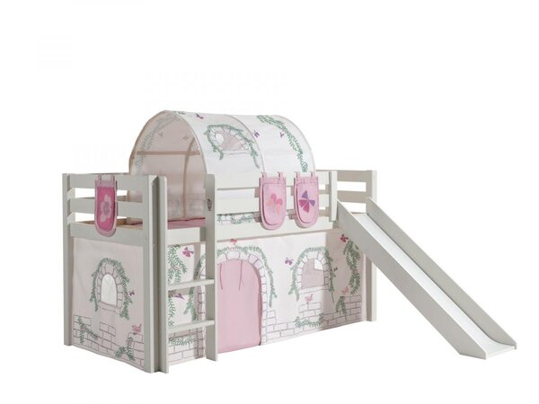 PINO Lit mezzanine avec toboggan Blanc Birdy