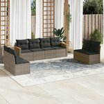 vidaXL Salon de jardin 8 Pièces avec coussins gris résine tressée