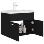 vidaXL Armoire d'évier avec lavabo intégré Noir Aggloméré