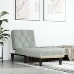 vidaXL Chaise longue gris clair velours