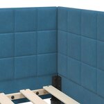 vidaXL Cadre de lit d'angle avec tête de lit Bleu 90 x 190 cm Velours