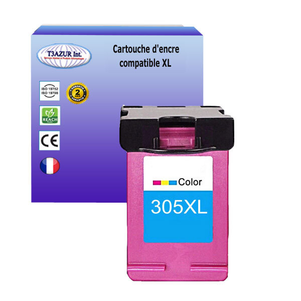 T3azur - cartouche d'encre compatible remplace hp 305 305xl couleur pour  hp deskjet 2720e 2721 2721e 2722 2722e