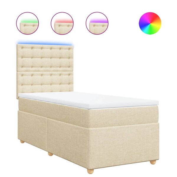 vidaXL Sommier à lattes de lit et matelas Crème 90x190 cm Tissu