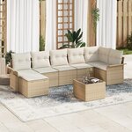 vidaXL Set de Canapé de Jardin 8 pièces avec Coussins Rotin Poly Marron
