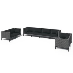 vidaXL Salon de jardin 8 Pièces avec coussins Résine tressée Gris foncé
