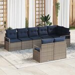 vidaXL Ensemble de Canapés 8 Pièces Gris polyrotin