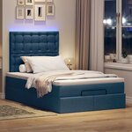 vidaXL Cadre de lit ottoman avec matelas bleu 120x200 cm tissu