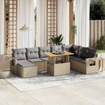vidaXL Salon de jardin avec coussins 9 Pièces beige résine tressée