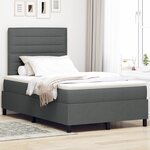 vidaXL Lit à ressorts avec matelas et LED - Gris foncé - 120x200 cm Tissu