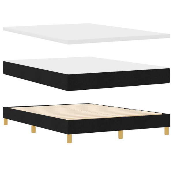 Lit Box Spring avec Matelas - Noir  140x200 cm  Tissu