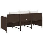 vidaXL Canapé de jardin avec coussins 3 places brun résine tressée