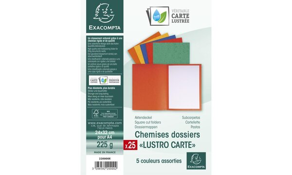 Paquet de 25 Chemises Lustro-Carte 225gm² - 24x32cm EXACOMPTA