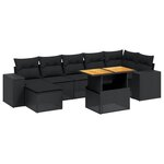 vidaXL Salon de jardin 8 Pièces avec coussins noir résine tressée
