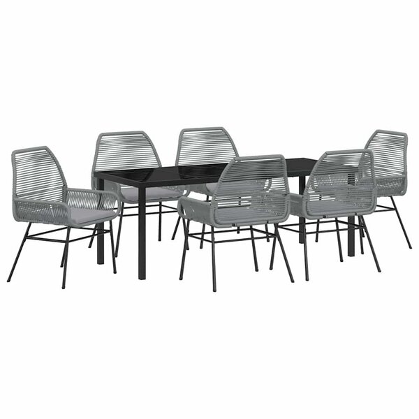 vidaXL Ensemble de salle à manger pour jardin 7 Pièces Gris polyrotin