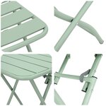 Set de Bistro Pliable 3 Pièces Vert Clair en Acier